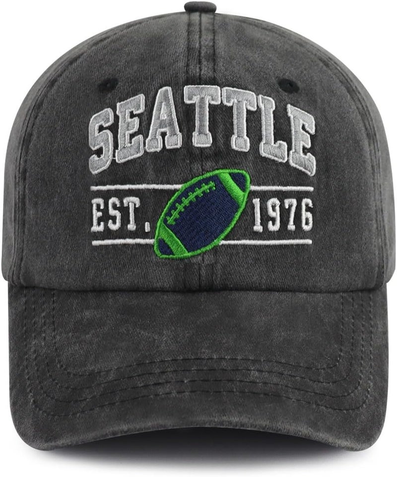 Terojnkl Embroidered City Football Hat for Men Women, Adjustable Unisex Cotton Fans Baseball Cap - Image 1